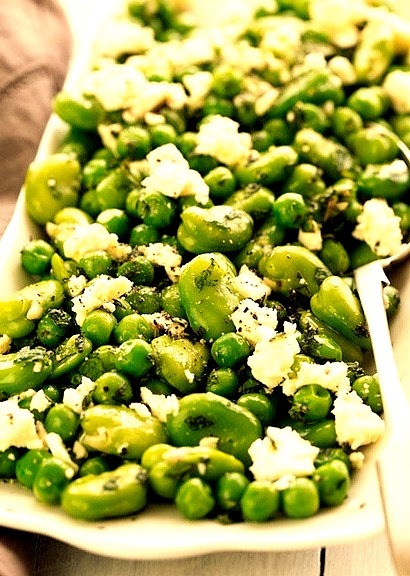 Peas & Fava Beans with Mint & Feta by ric_w on Flickr.