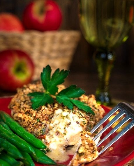 Pecan-Encrusted Chicken Breast with Sage Butter Sauce