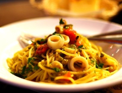 Spaghetti with Seafood & Vegetables